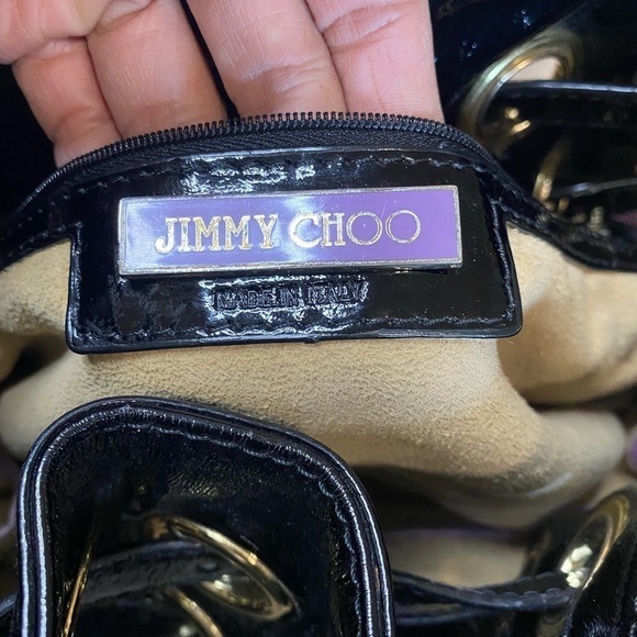 🎄JIMMY choo black crinkled patent leather large riki tote bag - Picture 11 of 14